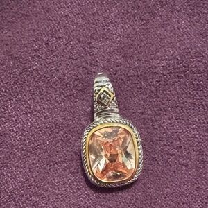 Elegant Silver and Gold Pendant with Peach Stone